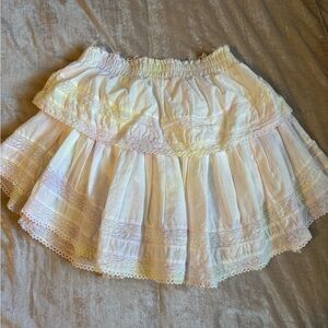 LoveShackFancy White Tiered Eyelet Skirt